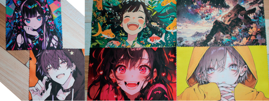 めがね拭き印刷|同人誌印刷|コミケグッズ|1枚からめがね拭き|数量割あり